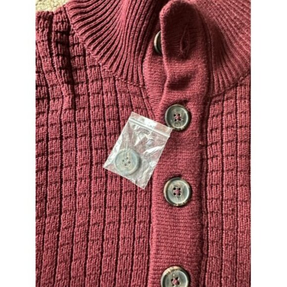 Ethan Pierce Mens Button Detail Knit Long Sleeve Pull Over Burgundy Size Small - Picture 10 of 14